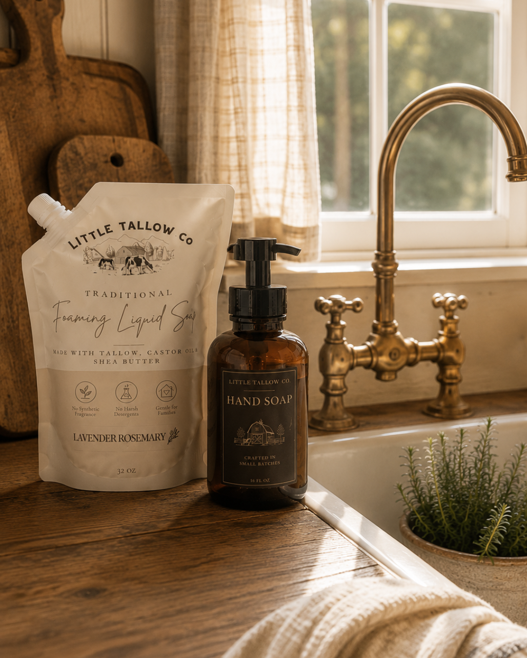 Tallow Foaming Liquid Soap & Glass Dispenser